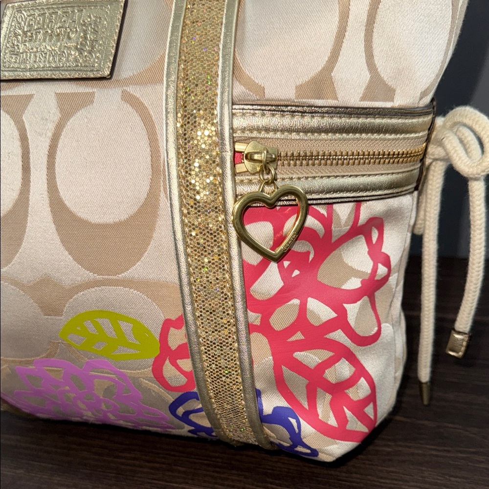 Coach Poppy Beige and Gold Women's shoulder and cross body Bag - Picture 5 of 17